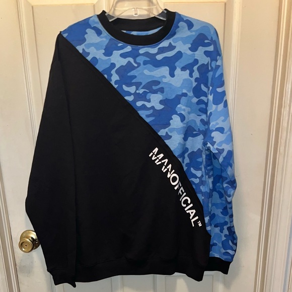 BOOHOO MAN Men’s Manofficial Half Camo Sweatshirt. Sz L. - Picture 1 of 3